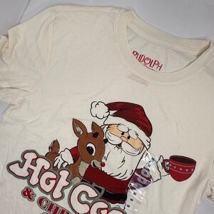 Rudolph the Red-Nosed Reindeer Santa Hot Cocoa Christmas Shows Tee Cream Medium